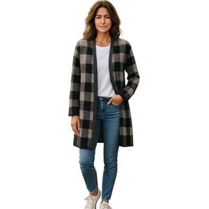 Stussy Wool Blend Cardigan Women's Small Open Wrap Collared Gray Black Ombre